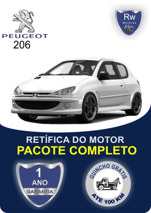 Retífica de motor Peugeot 206 com garantia pacote completo Rw motores